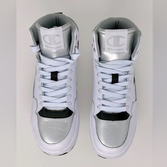 Champion High-Top Women’s Sneakers in White and Black and Grey Size 8.5 - Picture 3 of 8